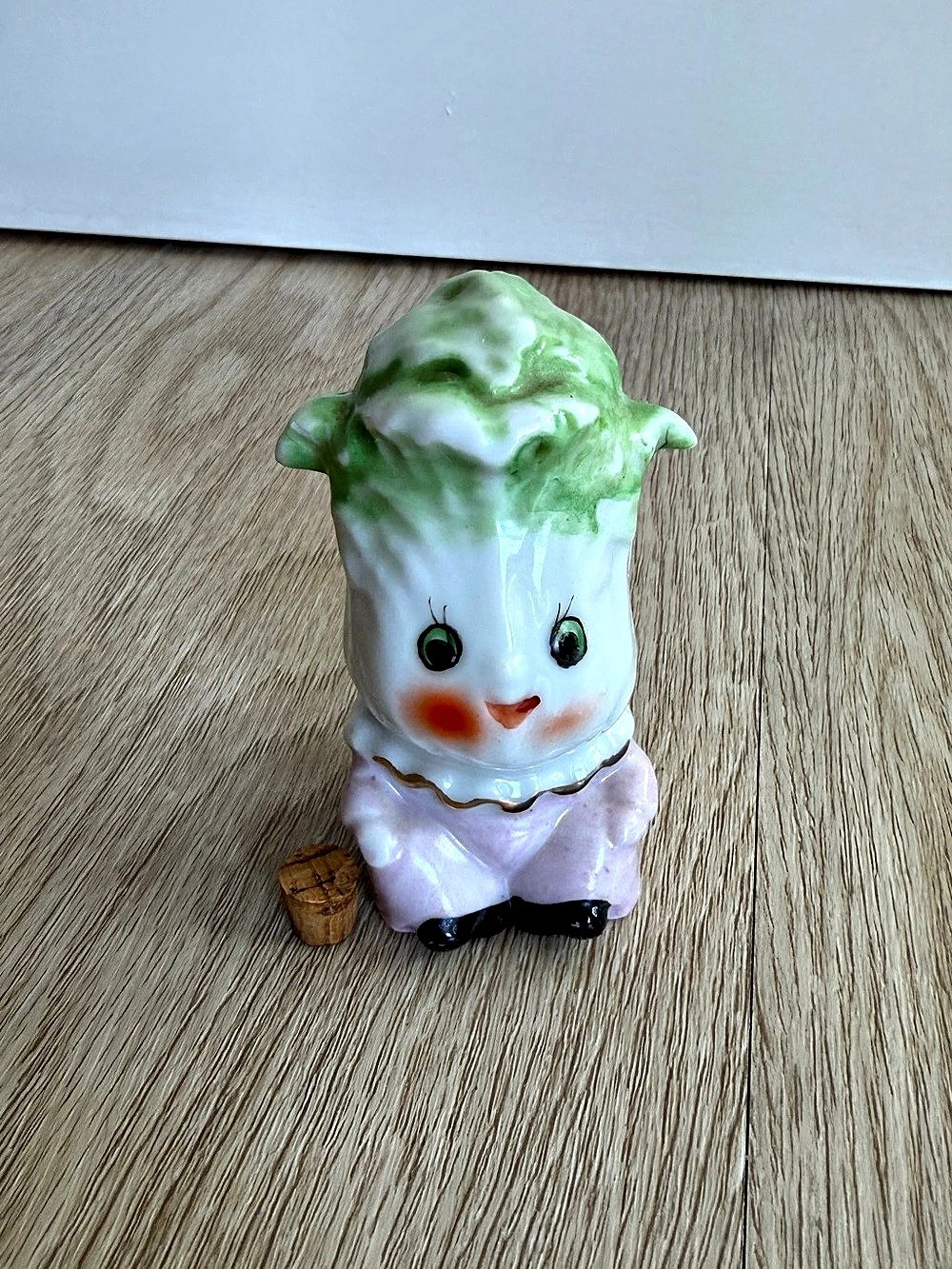 SINGLE Rare Vintage Anthropomorphic Baby Lettuce Salt Pepper Shaker Japan 3 in